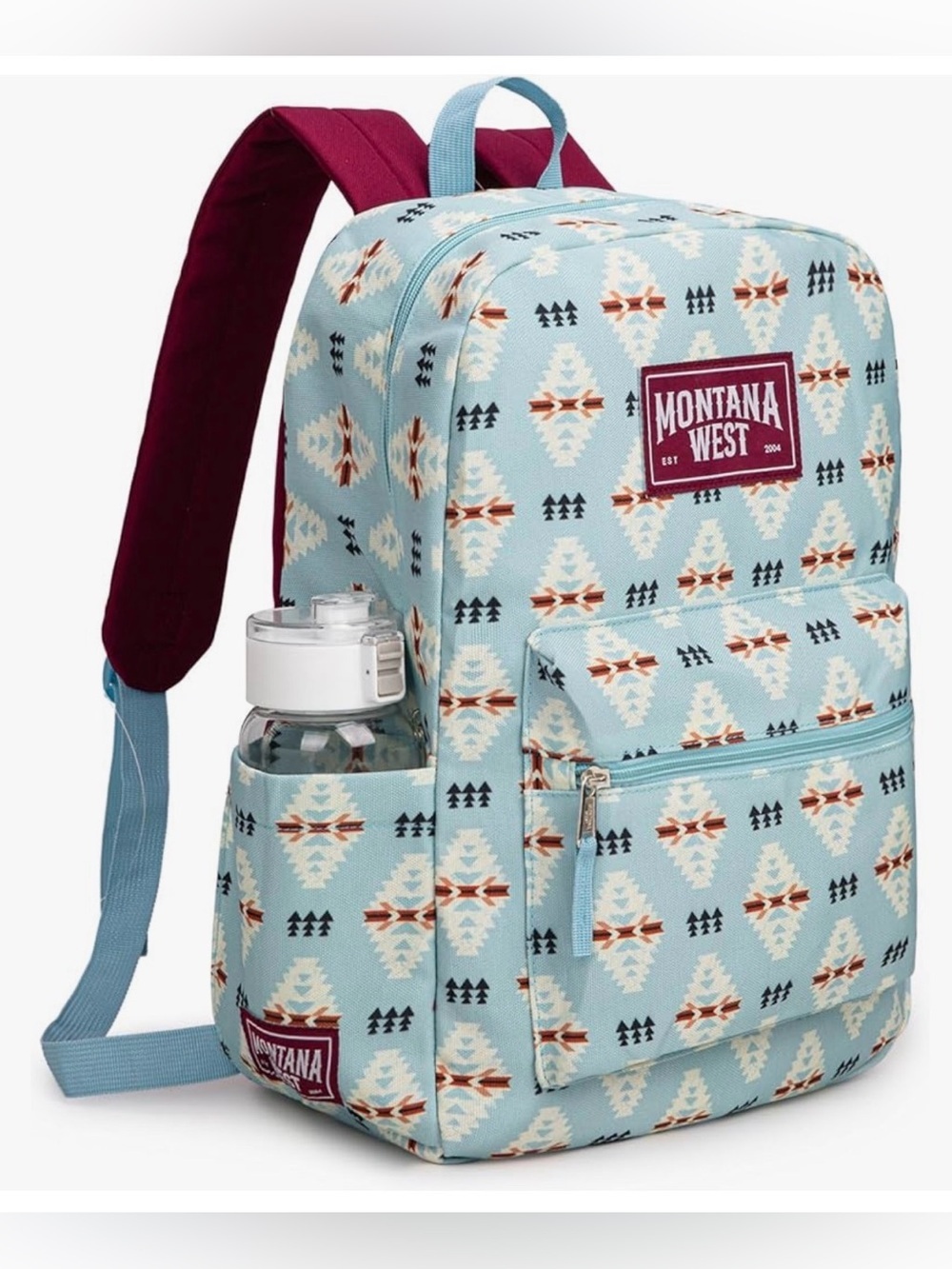 Montana West Backpack,2 compartment,side pocket,light,Western Jean,Aztec print